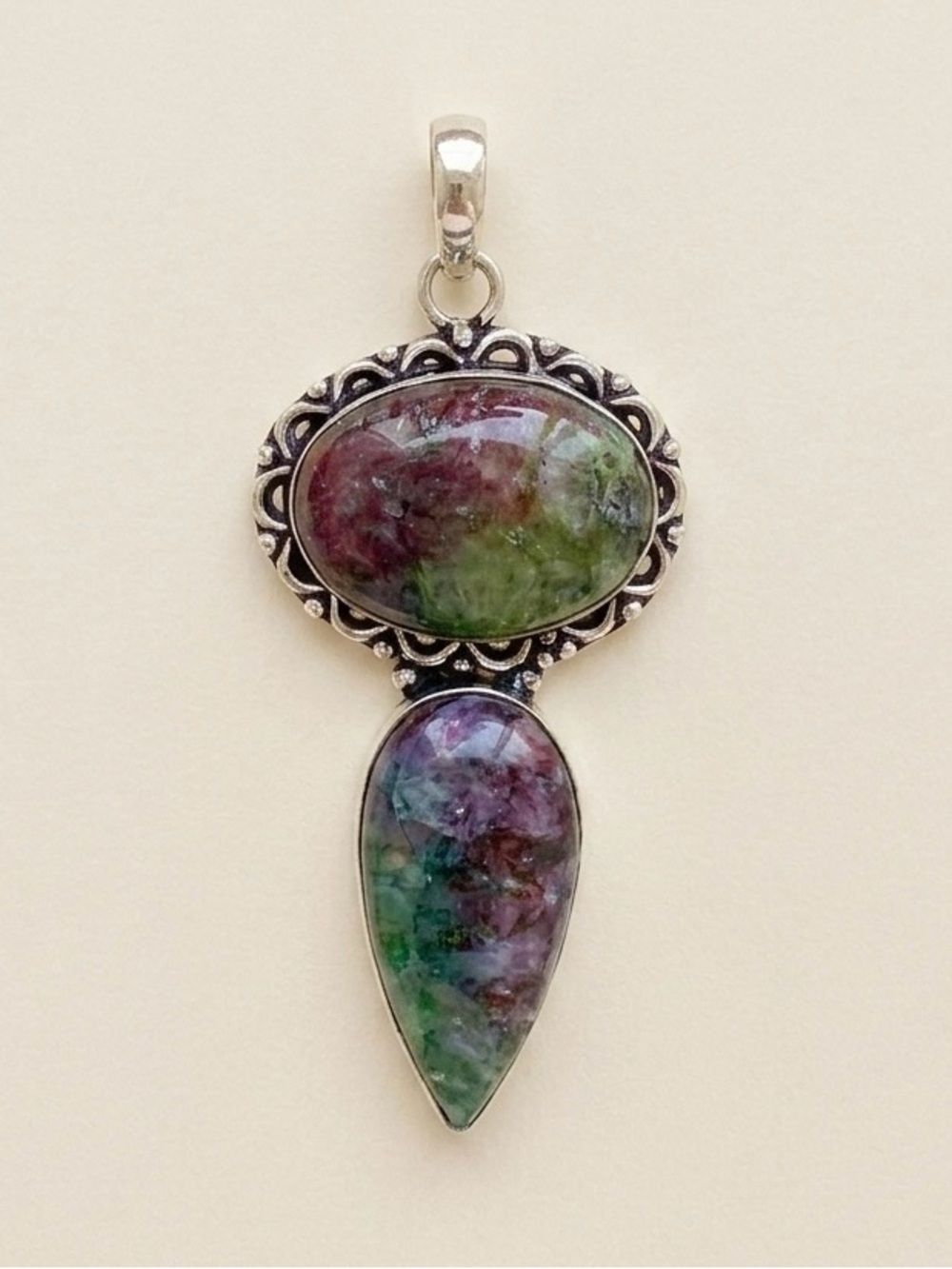 Silver Rainbow Quartz Gemstone Pendant